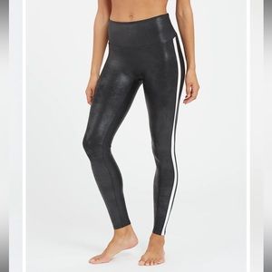 SPANX Black Leggings with White Stripe